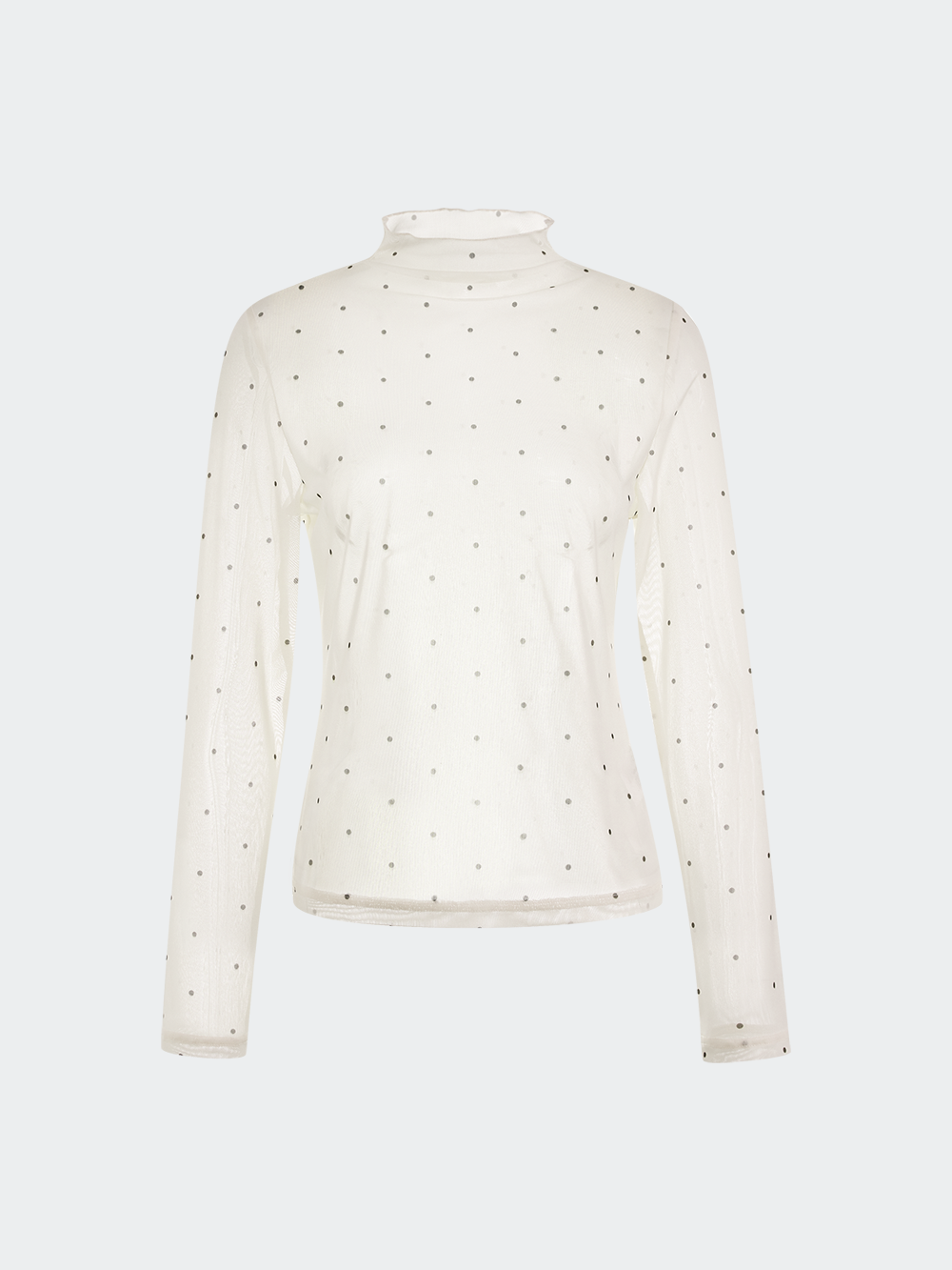 Sheer Polka Dot Long-Sleeve Top