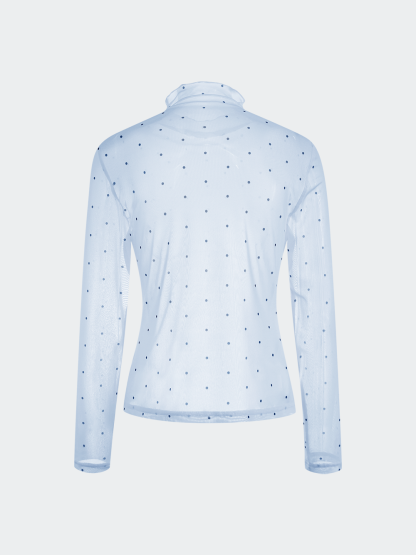 Sheer Polka Dot Long-Sleeve Top