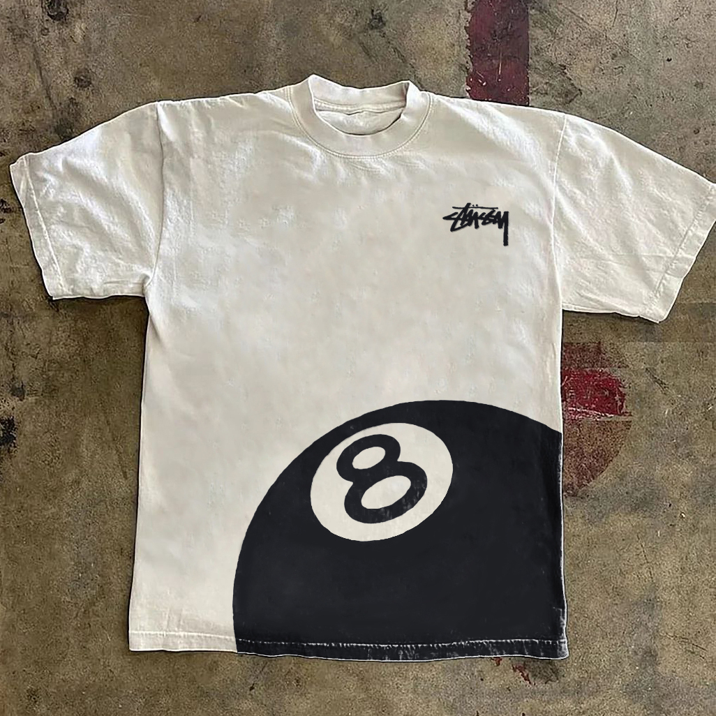 Fashion Billiards Print Short Sleeve T-shirt-Veya