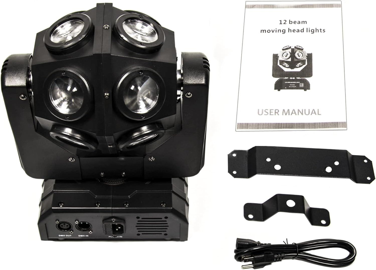 Moving Head DJ Light Party RGBW LED Beam Lights DMX 512 Strobe Light with Sound Activated 360°Rotation Stage Lighting Equipment for Events DJ KTV Disco Wedding Concert Festival