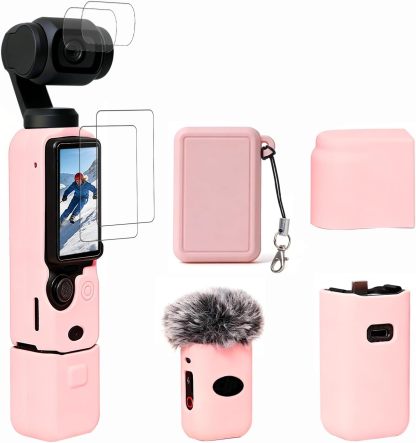Case for  Osmo Pocket 3/Xtra Muse Camera, Soft Silicone Protective Case, Anti-Scratch, Slim Fit Skin with mic Cover and Screen Protector Accessories for Osmo Pocket 3/Xtra Muse (Brown)