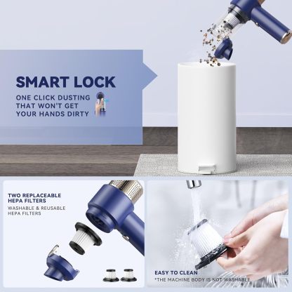Handheld Vacuum Cleaner, 9500Pa Mini Handheld Vacuum Cleaner Cordless Car Vacuum Cleaner Powerful Portable USB Rechargeable Vacuum Cleaner for Home, Sofa, Car, Kitchen