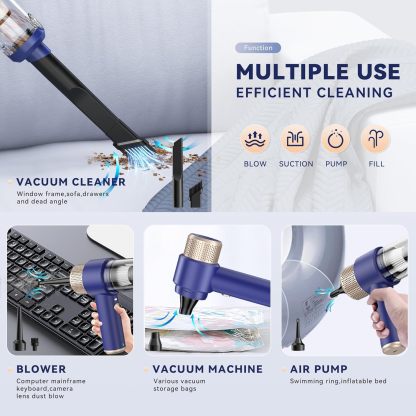 Handheld Vacuum Cleaner, 9500Pa Mini Handheld Vacuum Cleaner Cordless Car Vacuum Cleaner Powerful Portable USB Rechargeable Vacuum Cleaner for Home, Sofa, Car, Kitchen