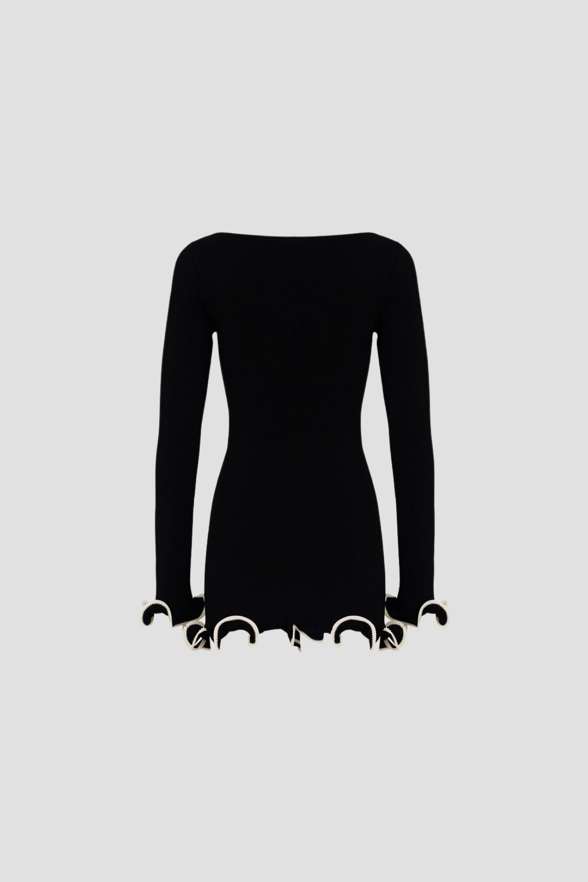 Wavy Long Sleeve Mini Dress In Black