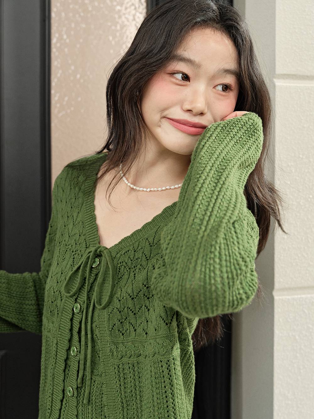 Green Cardigan and Cami