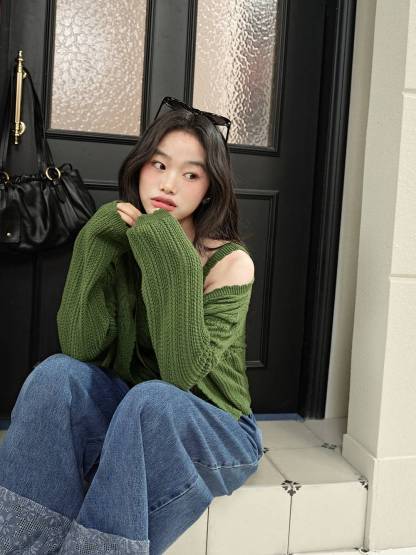 Green Cardigan and Cami