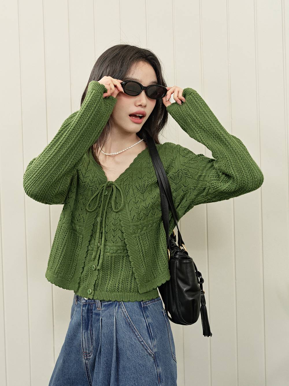 Green Cardigan and Cami