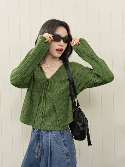 Green Cardigan and Cami