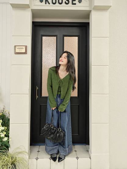Green Cardigan and Cami