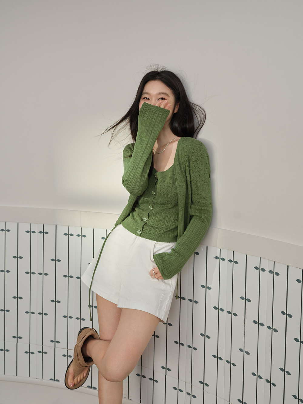 Green Cardigan and Cami