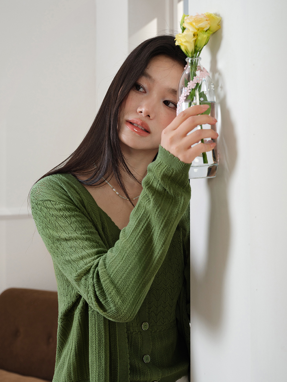 Green Cardigan and Cami