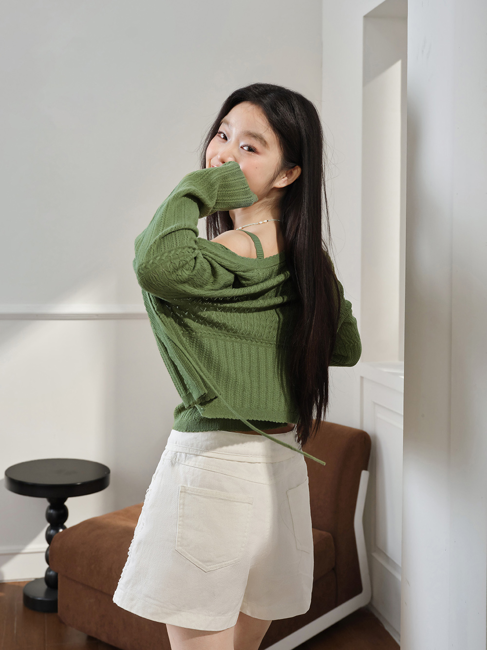 Green Cardigan and Cami