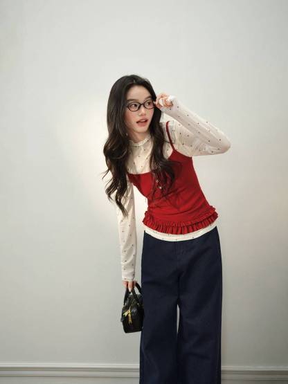 Sheer Polka Dot Long-Sleeve Top