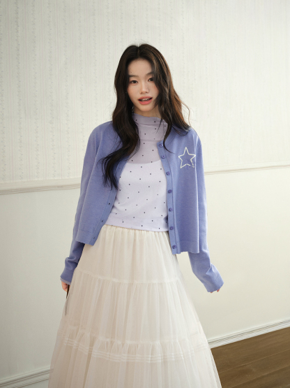 Sheer Polka Dot Long-Sleeve Top