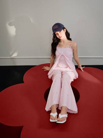 Pink Bow-Detail Cami & Pants