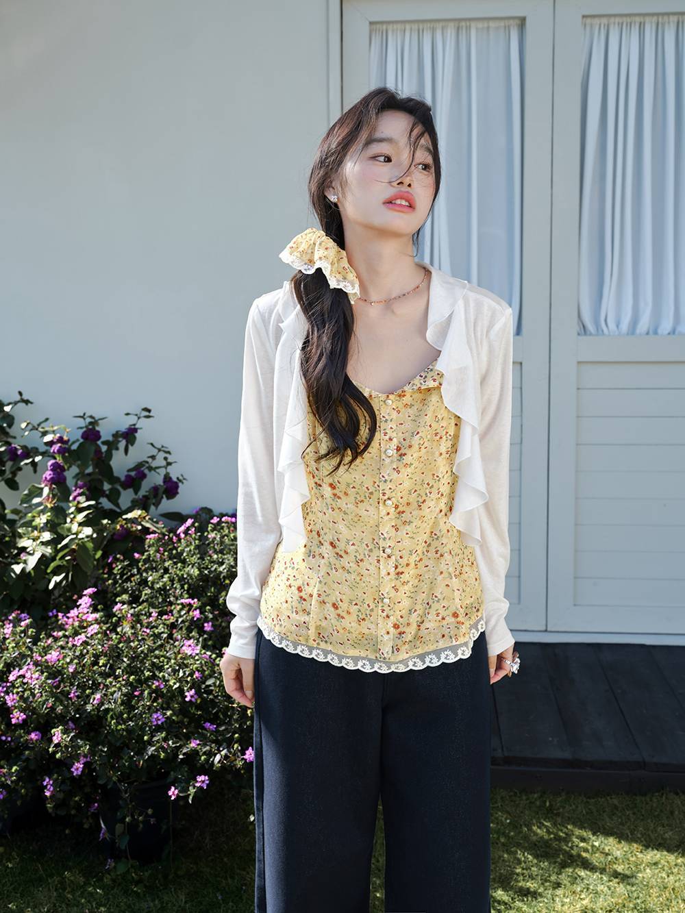 Floral Cami with Matching Hair Scrunchie