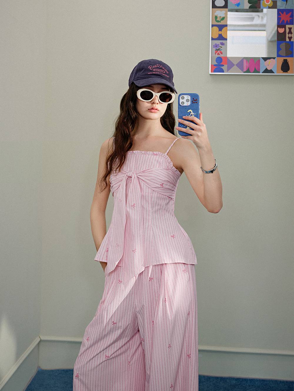 Pink Bow-Detail Cami & Pants