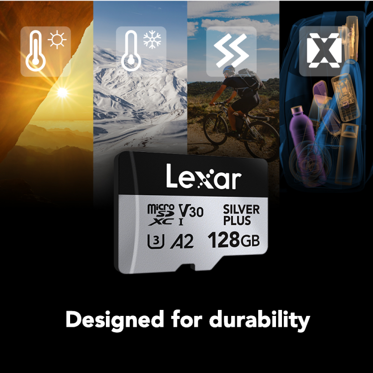 Lexar Professional Silver Plus 128GB microSDXC UHS-I V30 (205MB/s) -  Recommended Memory Card