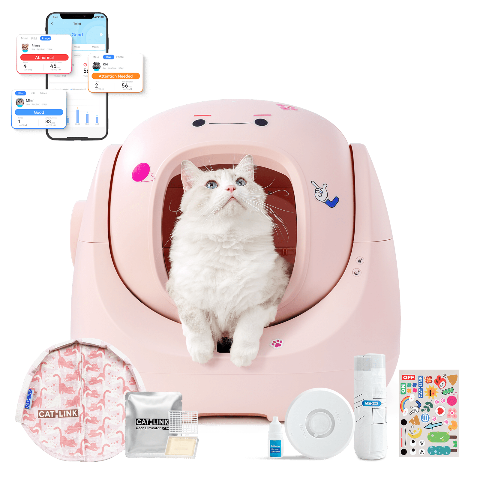 Catlink Baymax (White/ Pink) Self-Cleaning Litter Box