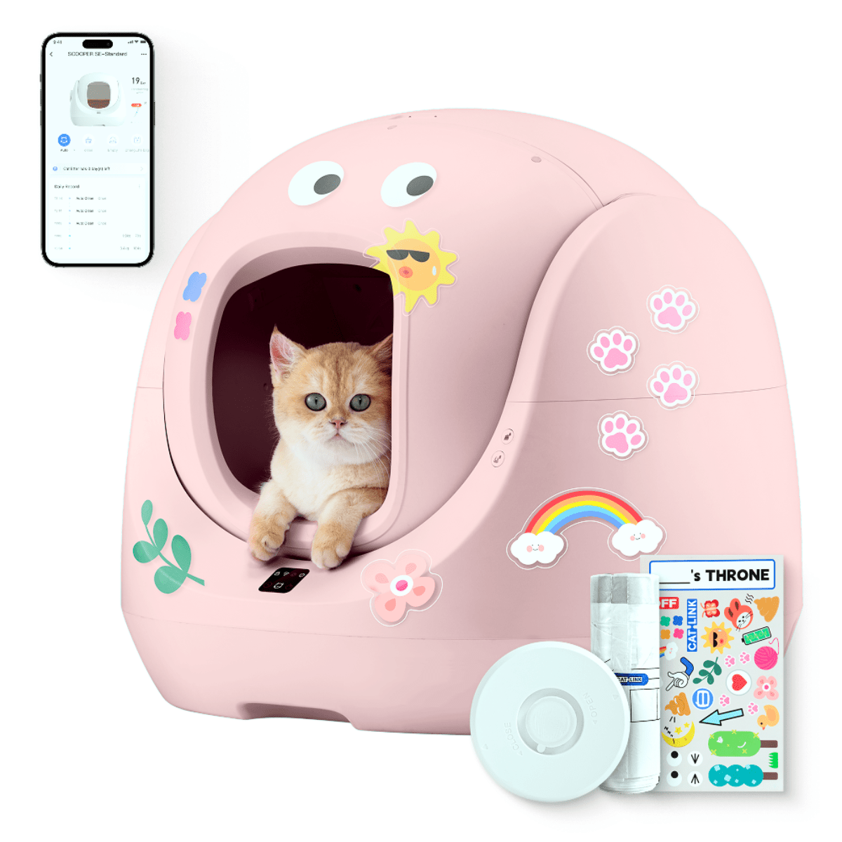 Catlink Baymax (White/ Pink) Self-Cleaning Litter Box
