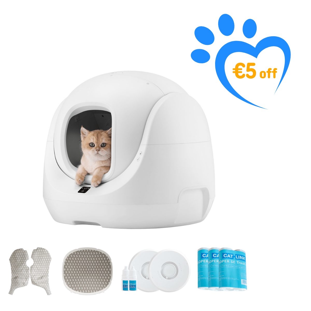 Catlink Baymax (White/ Pink) Self-Cleaning Litter Box