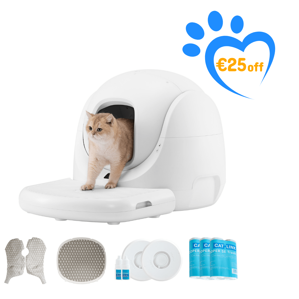 Catlink Baymax (White/ Pink) Self-Cleaning Litter Box