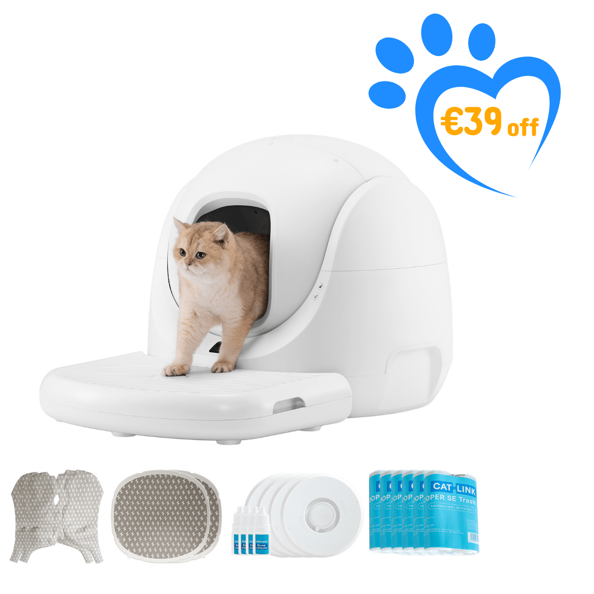 Catlink Baymax (White/ Pink) Self-Cleaning Litter Box