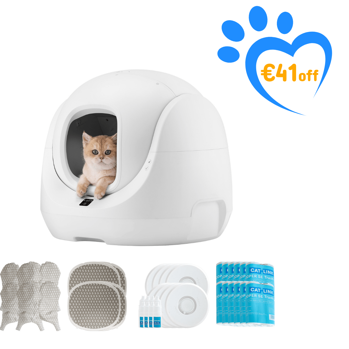 Catlink Baymax (White/ Pink) Self-Cleaning Litter Box