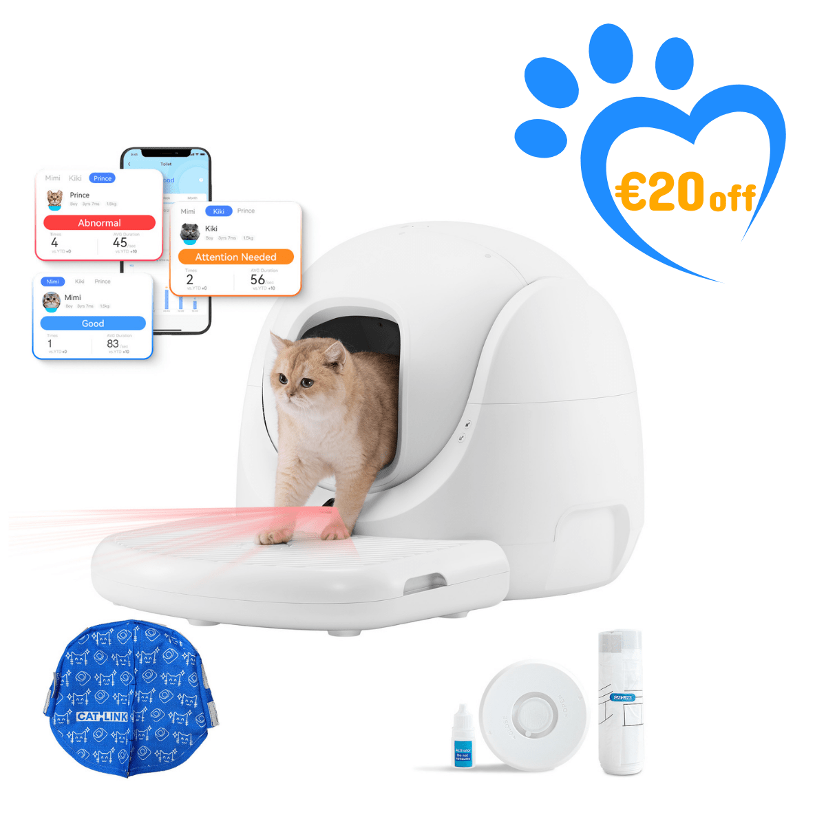 Catlink Baymax (White/ Pink) Self-Cleaning Litter Box