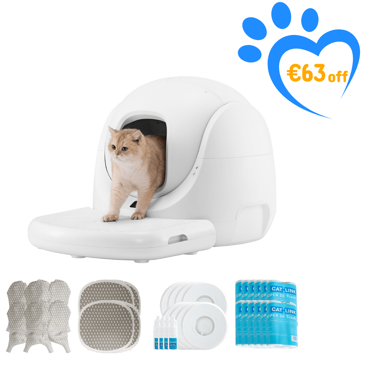 Catlink Baymax (White/ Pink) Self-Cleaning Litter Box