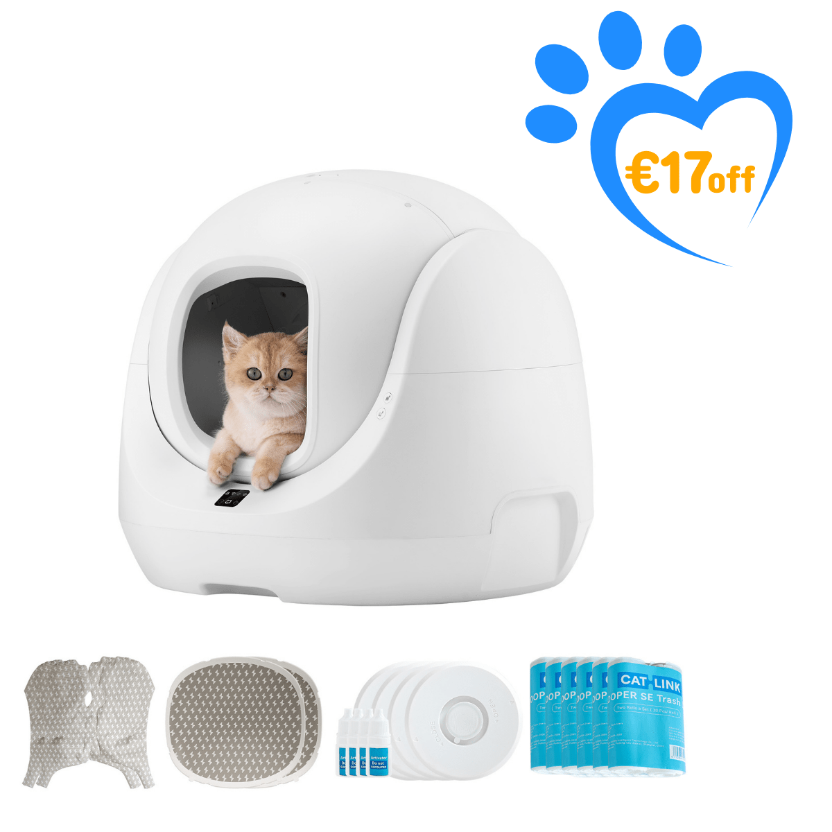 Catlink Baymax (White/ Pink) Self-Cleaning Litter Box