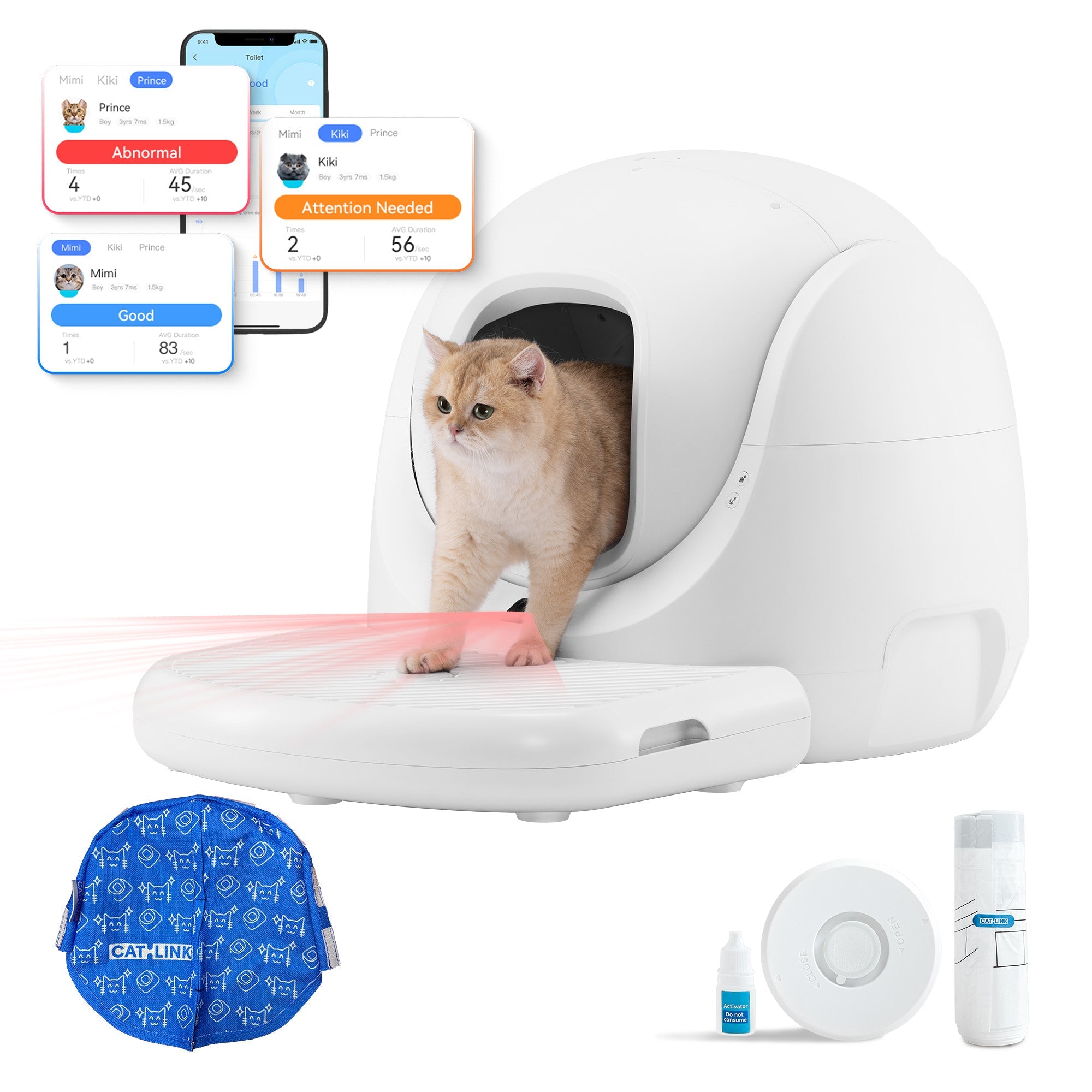 Catlink Baymax (White/ Pink) Self-Cleaning Litter Box