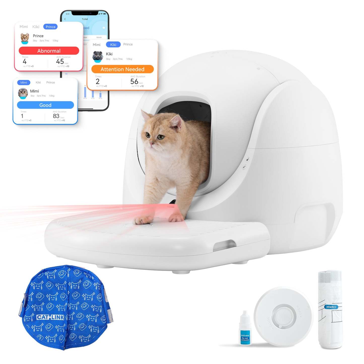 Catlink Baymax (White/ Pink) Self-Cleaning Litter Box