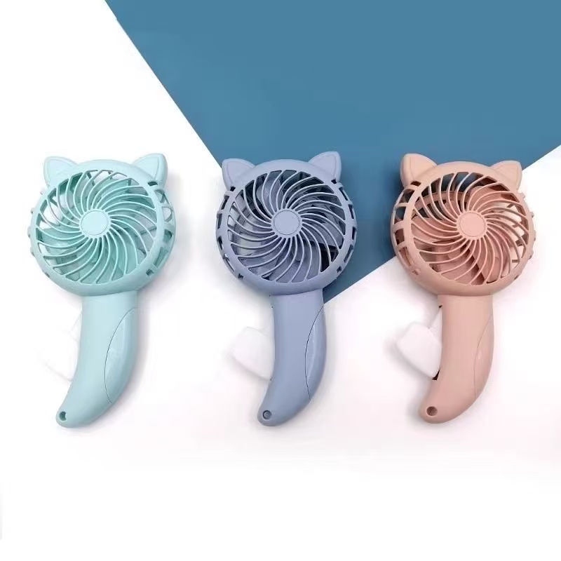 Cute Cat Ear Handheld Fan | Manual Press Portable Mini Fan for Summer Cooling