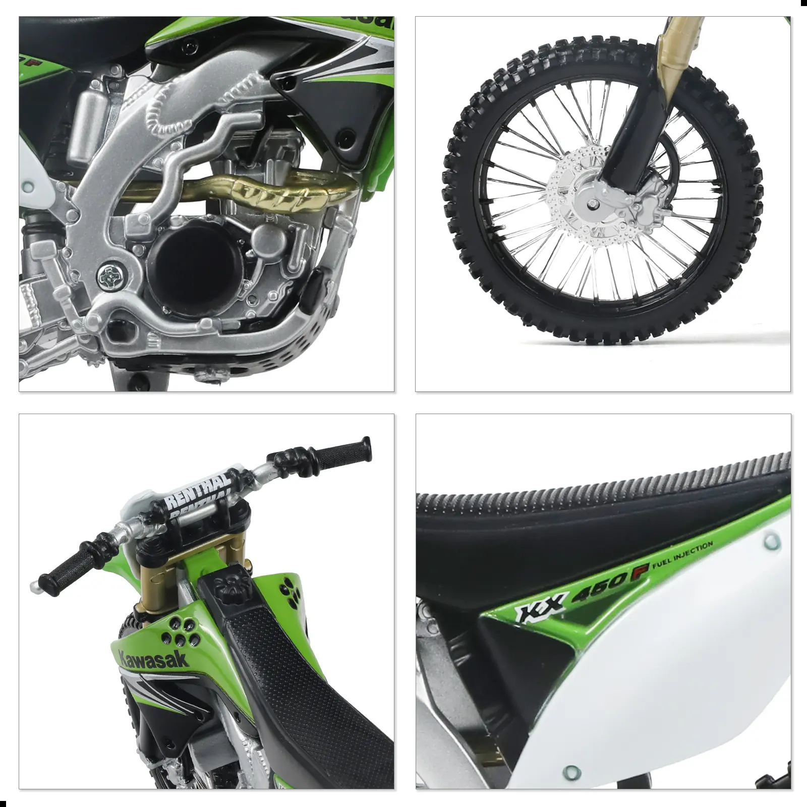 1/12 Scale KX450F Style Motocross Dirt Bike Model – Off-Road Motorcycle Replica with Realistic Suspension, Tire Tread and Exhaust Details, Collectible Moto Gift for Kids and Adults Green