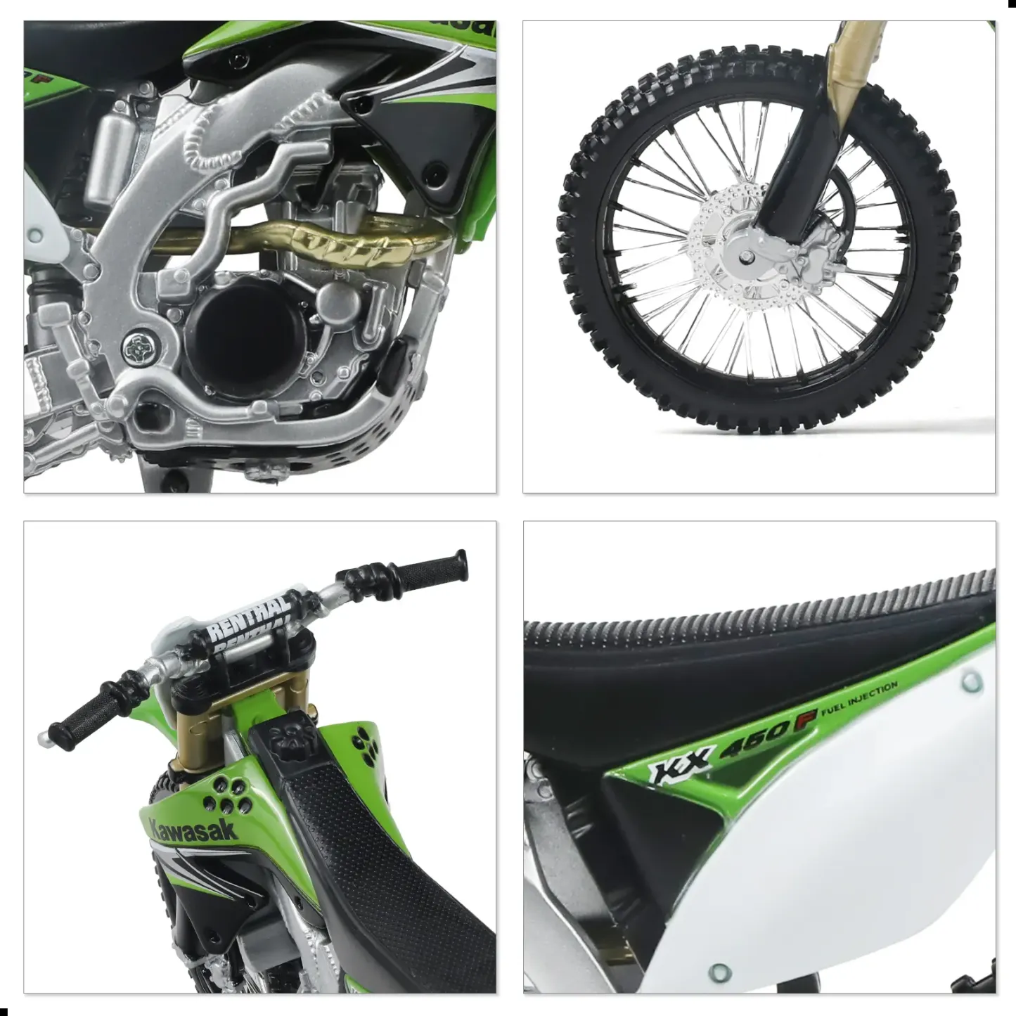 1/12 Scale KX450F Style Motocross Dirt Bike Model – Off-Road Motorcycle Replica with Realistic Suspension, Tire Tread and Exhaust Details, Collectible Moto Gift for Kids and Adults Green