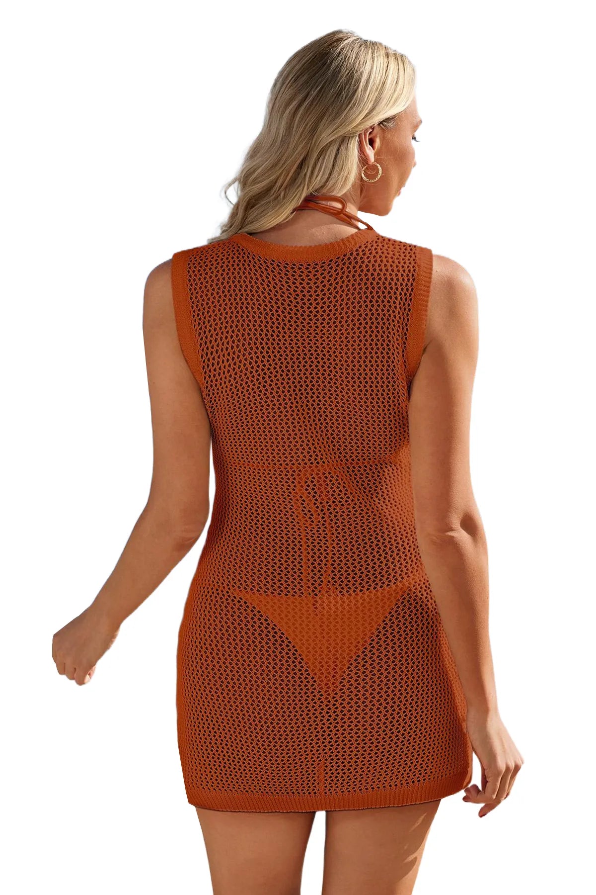 V-Neck Crochet Beach Cover Up Dress