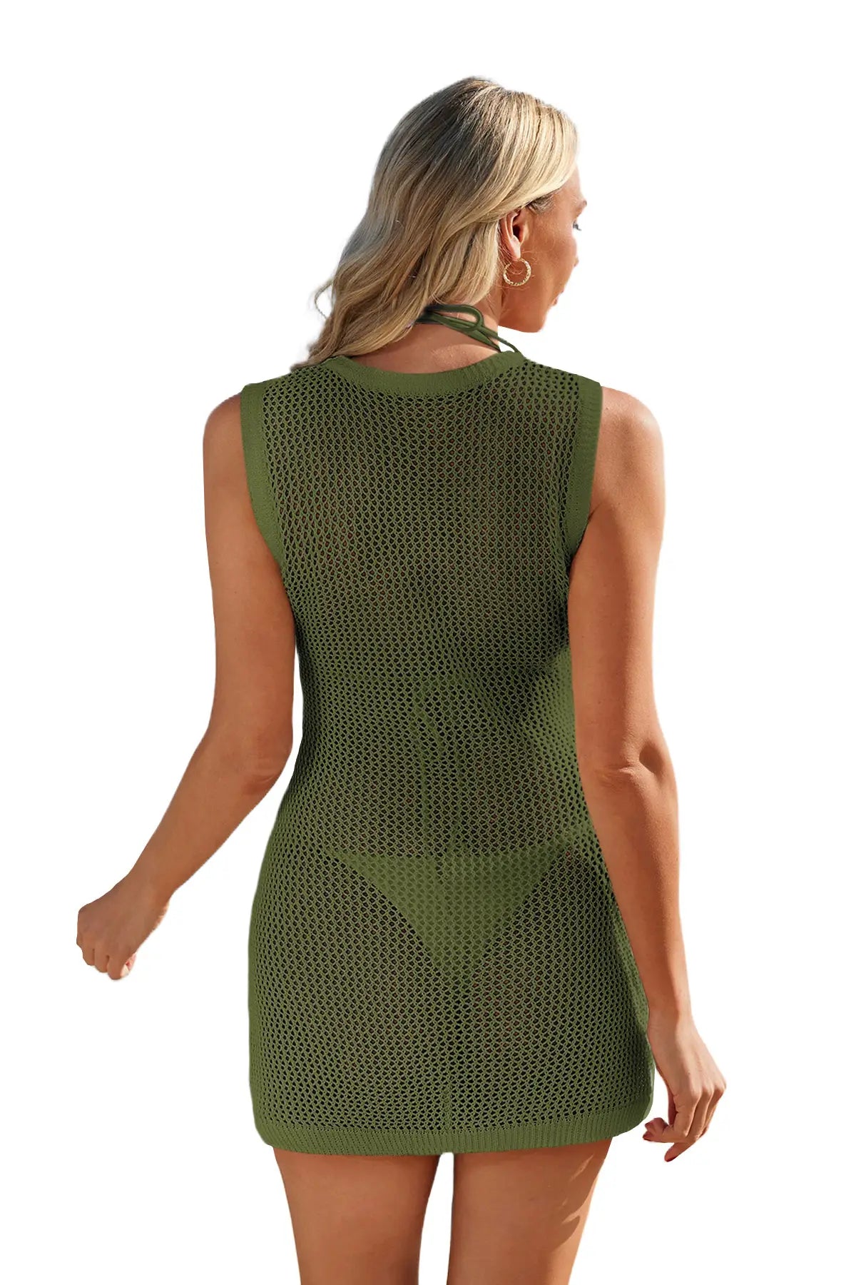 V-Neck Crochet Beach Cover Up Dress