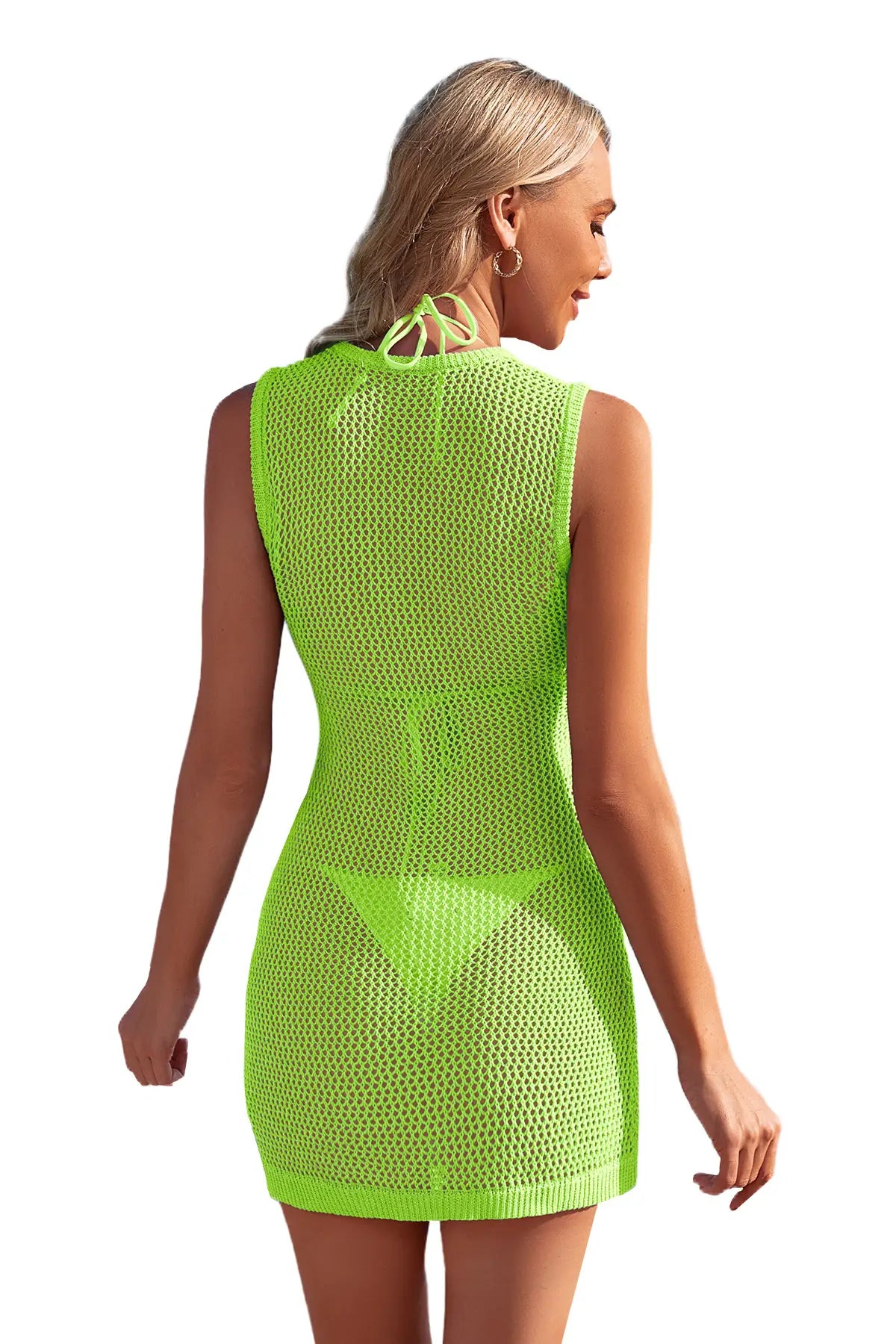 V-Neck Crochet Beach Cover Up Dress