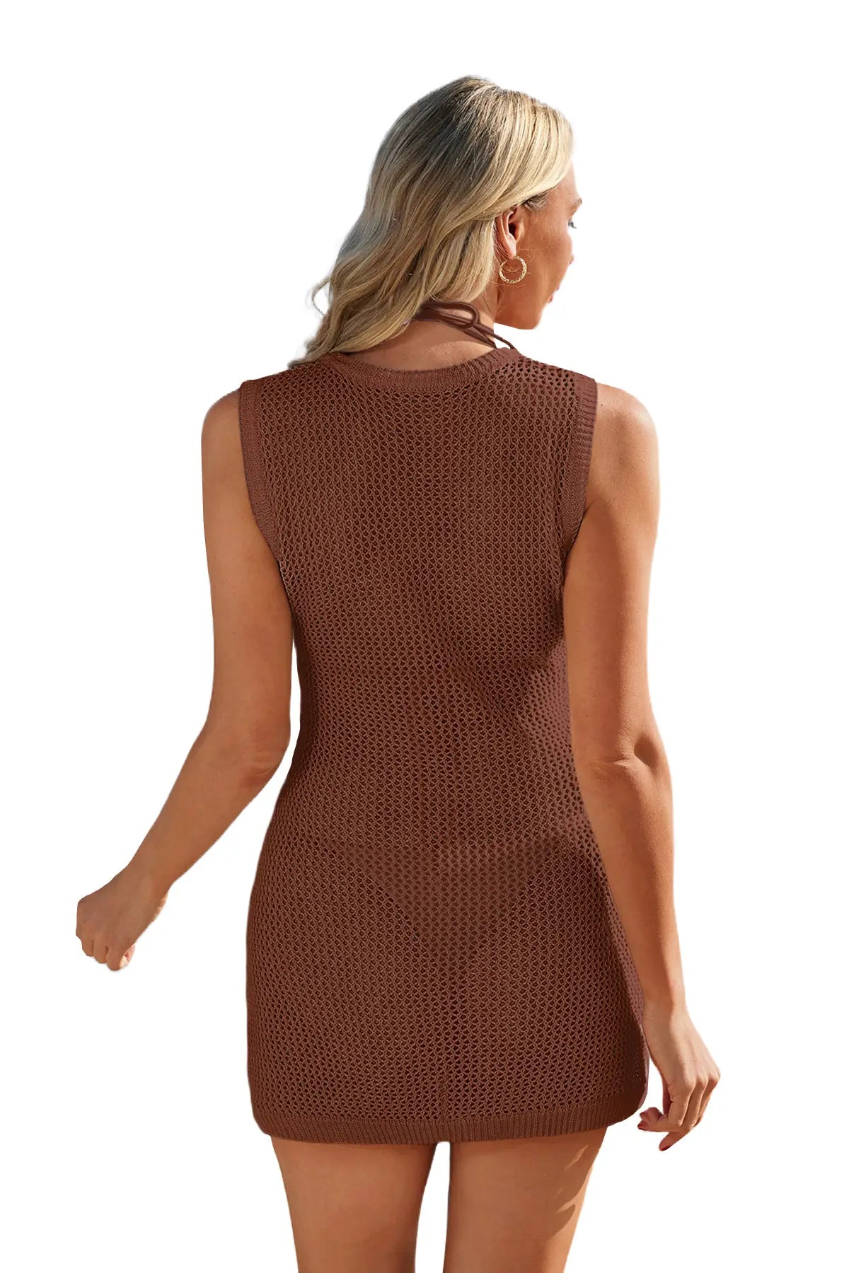 V-Neck Crochet Beach Cover Up Dress