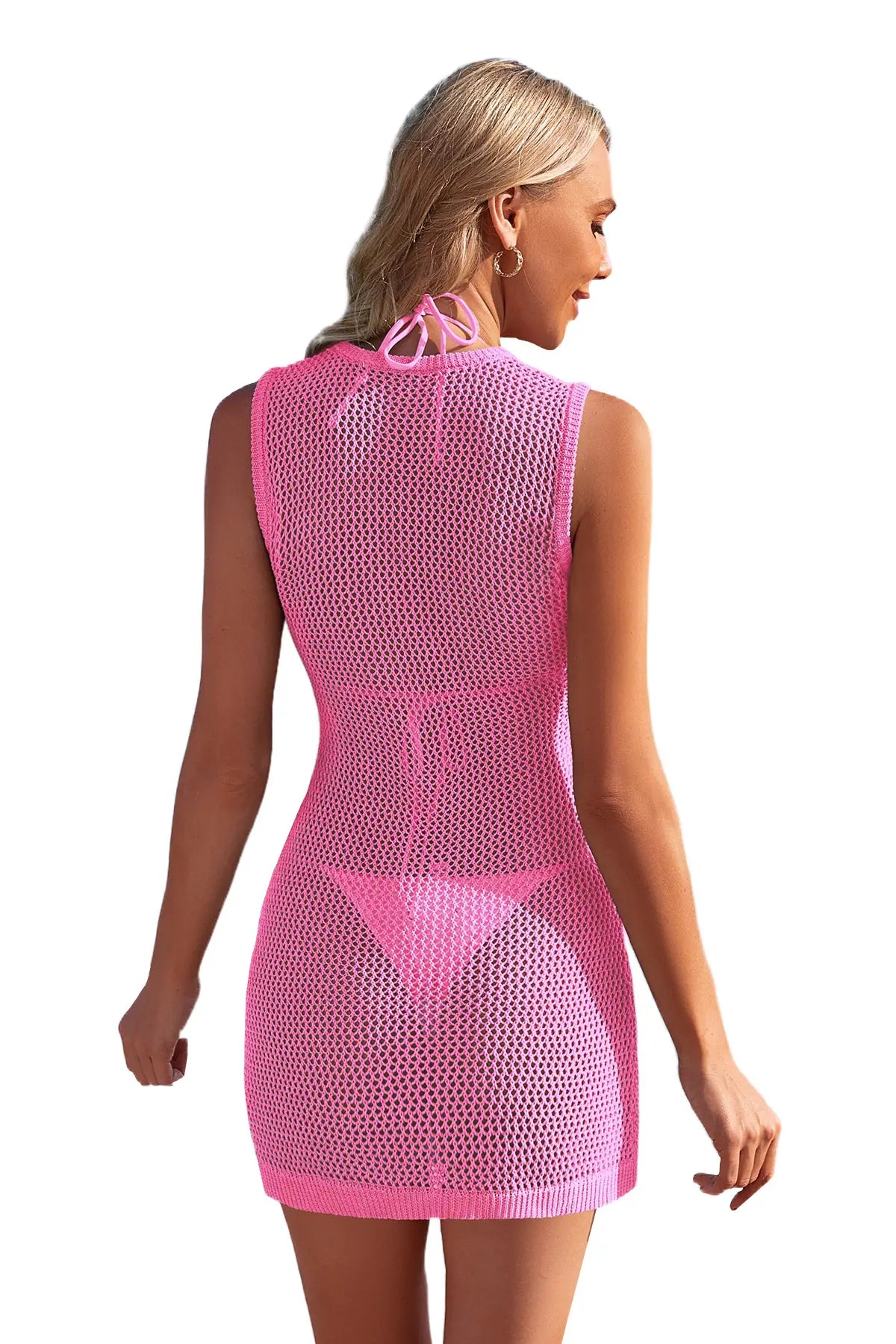 V-Neck Crochet Beach Cover Up Dress