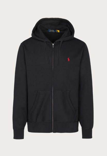 Polo   Cotton Blend Hoodie – Black