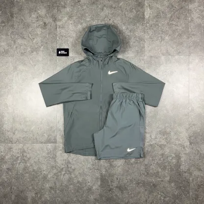 Nike Essential Windrunner Jacket Grey & Grey Challenger Shorts Set