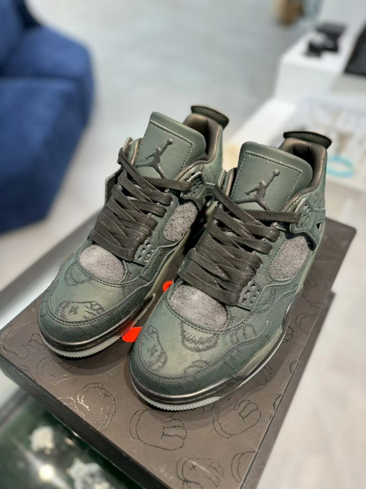  4 Retro Black Glow Green Suede Men’s Sneakers – Premium Limited