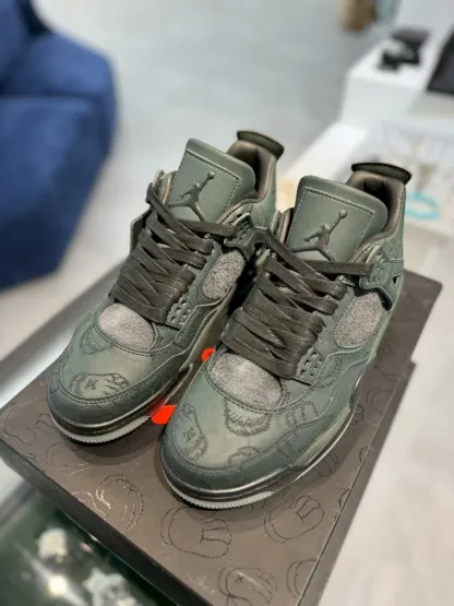  4 Retro Black Glow Green Suede Men’s Sneakers – Premium Limited