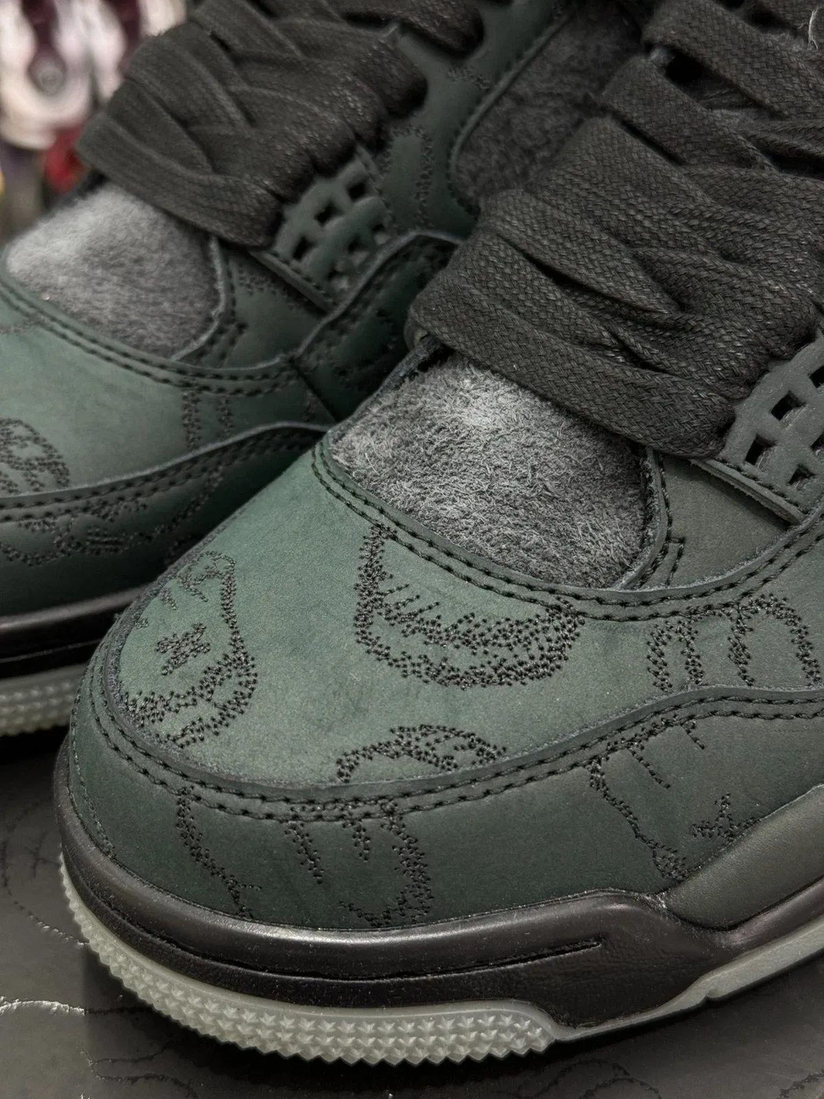  4 Retro Black Glow Green Suede Men’s Sneakers – Premium Limited