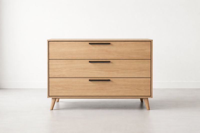 Commode en Chêne massif 3 tiroirs 90x40x85 cm