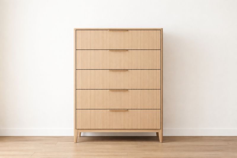 Chiffonnier 5 Tiroirs Bois Massif Clair