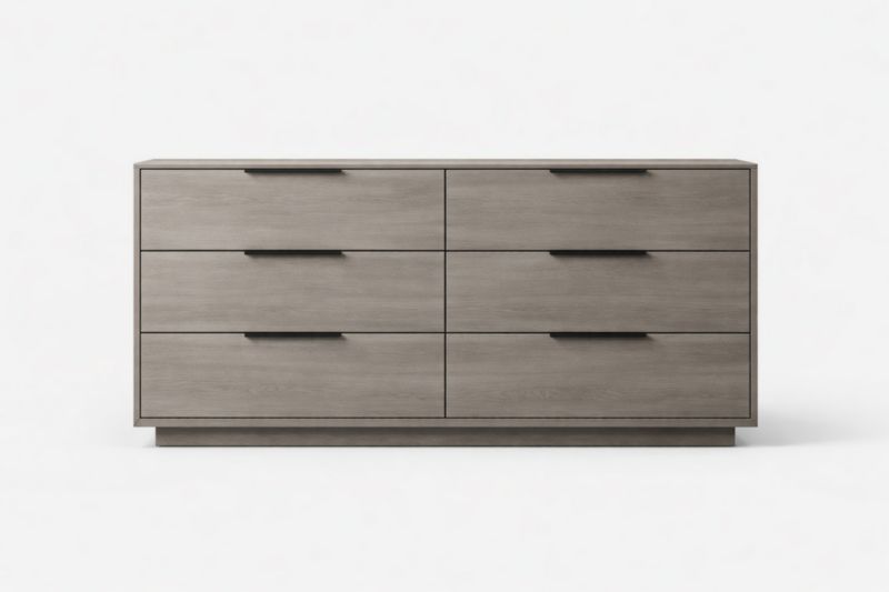 Commode 6 tiroirs en panneaux de particules mélaminés gris