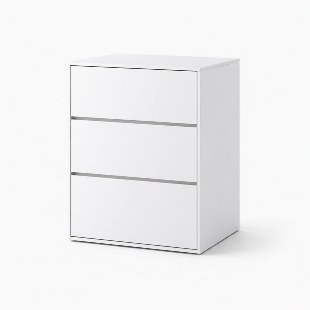 Commode blanche 3 tiroirs en panneau MDF